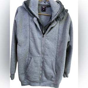 KENPO Gray double Zip-Up layered Hoodie dragon print medium